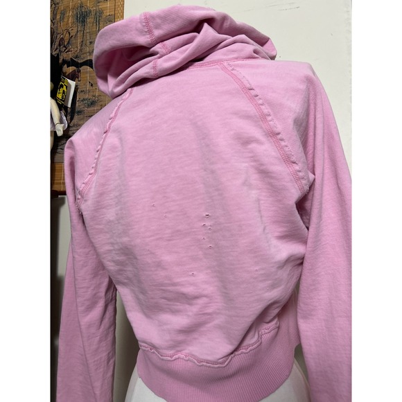 Y2K VTG Victoria's Secret PINK Forever Cropped Hoodie Pink 2006 Distressed - Picture 5 of 9